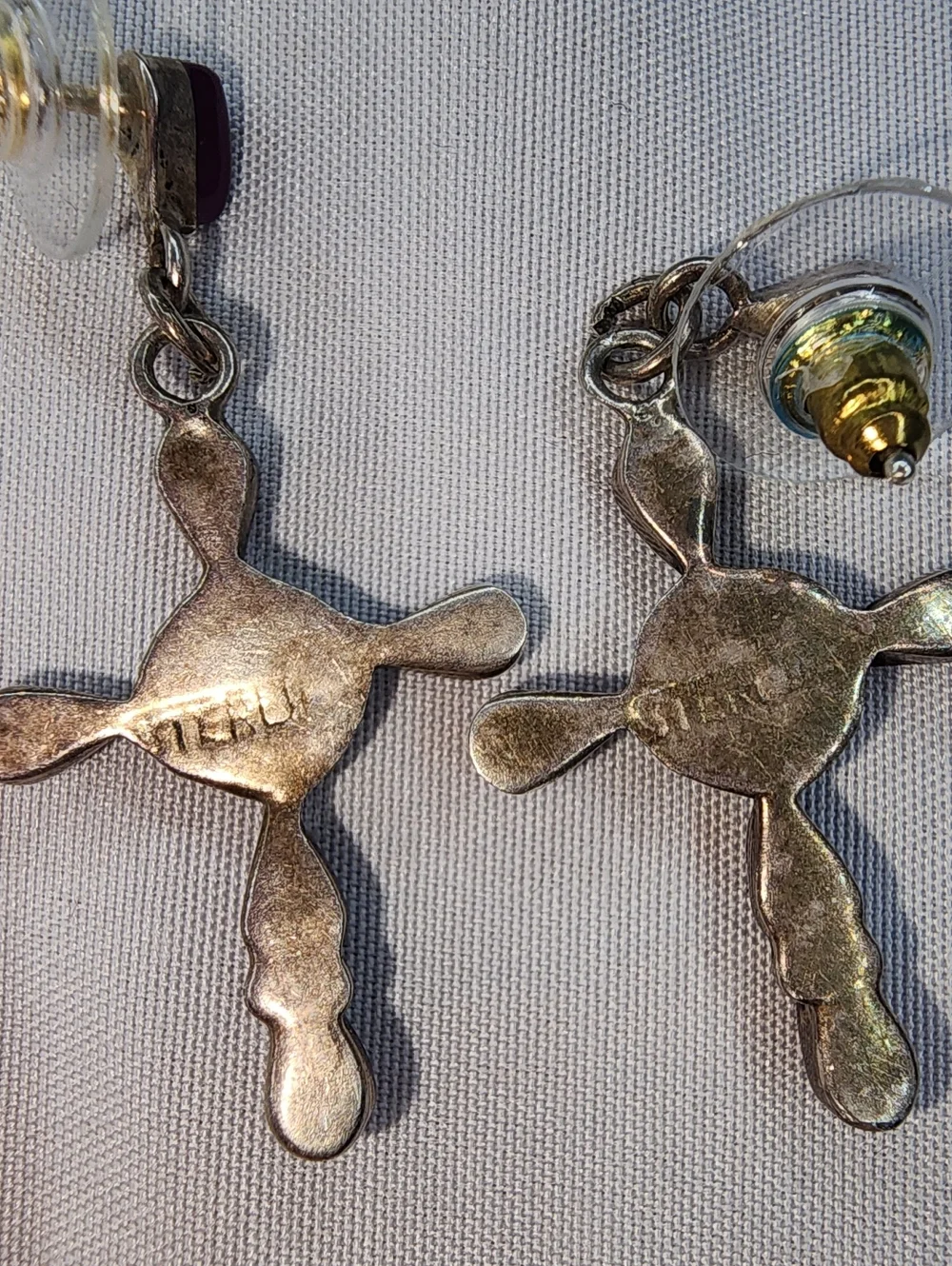 Vintage Zuni Style Cross Earrings